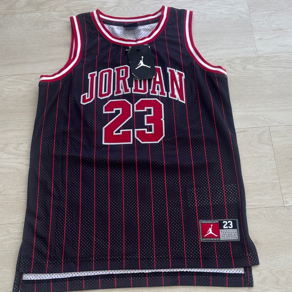 Jordan Kids Black and Red Striped Jersey
